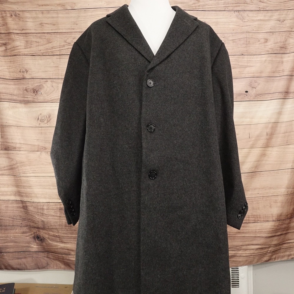 New! Jos. A. Bank Coat Mens 50 Gray Cashmere Overcoat Lined Single Breasted